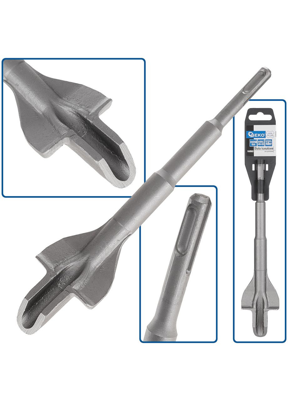 Зубило SDS-plus " " для штроб (канавок) 22х250х14мм з обмекжувальним хвостовиком Geko (313400346)