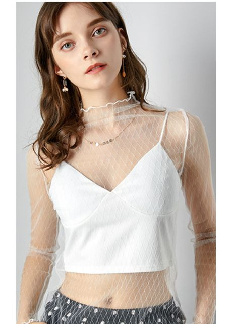 Белая прозрачная кофточка в ромбик (30к018) No Brand