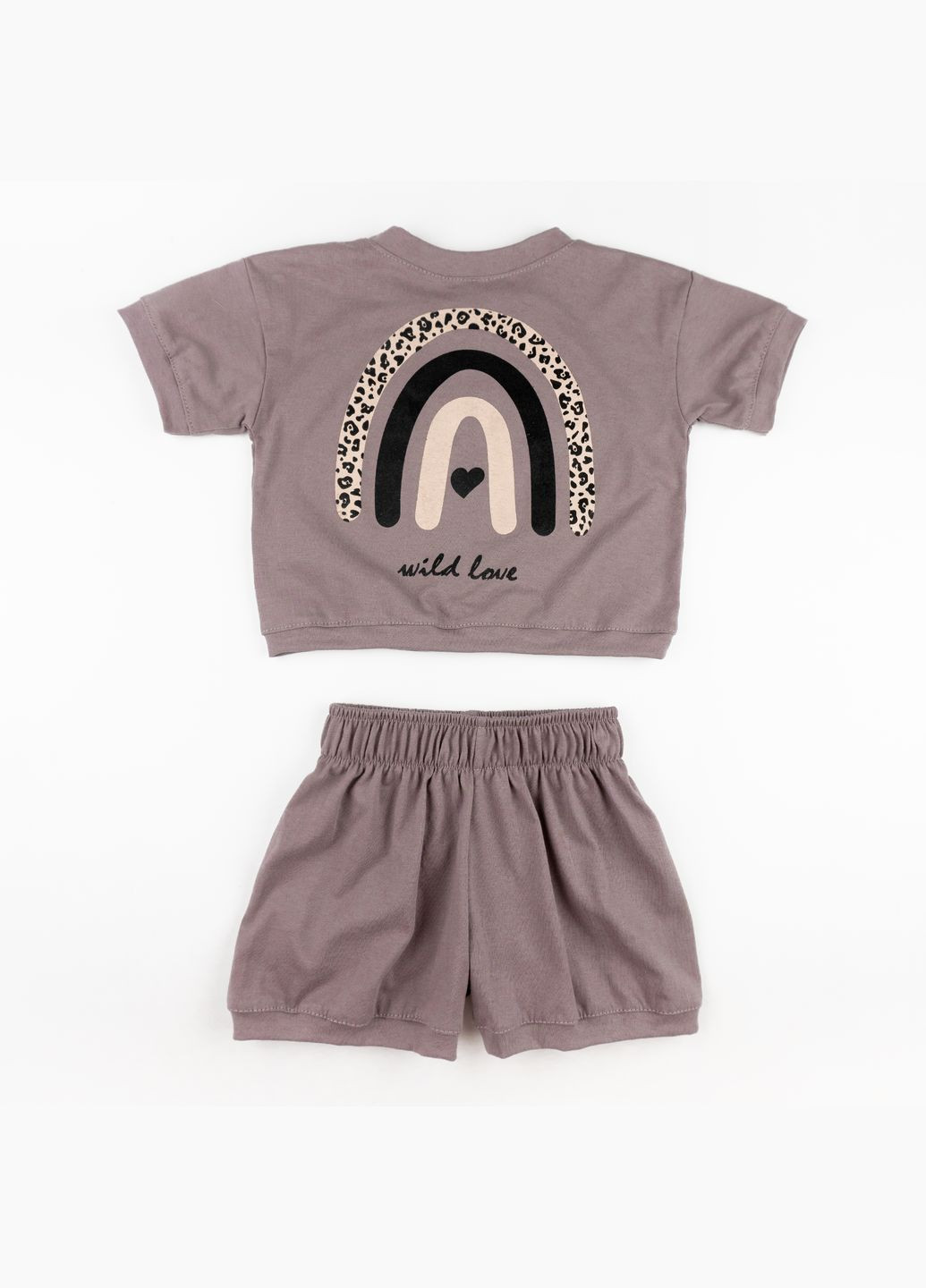 Коричневый летний топ и шорты dexter`s на лето с принтом wild love dexter's