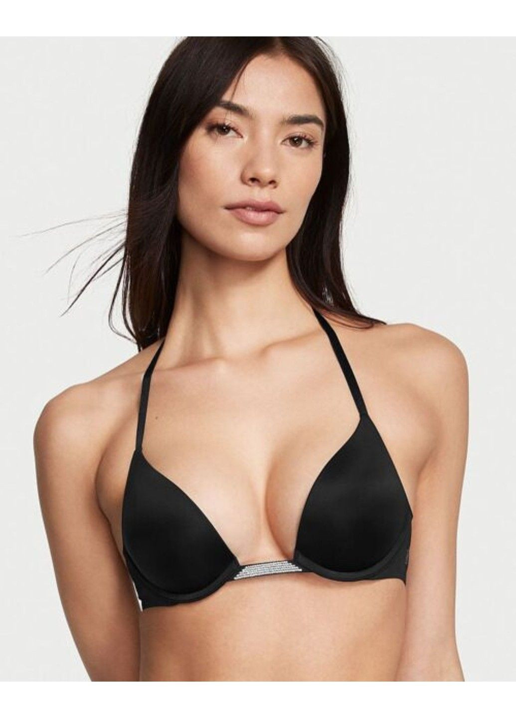 Чорний бюстгальтер bare plunge convertible shine bra set black Victoria's Secret
