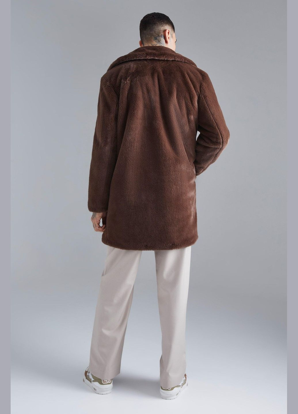 Коричневая демисезонная куртка из искусственного меха Boohoo