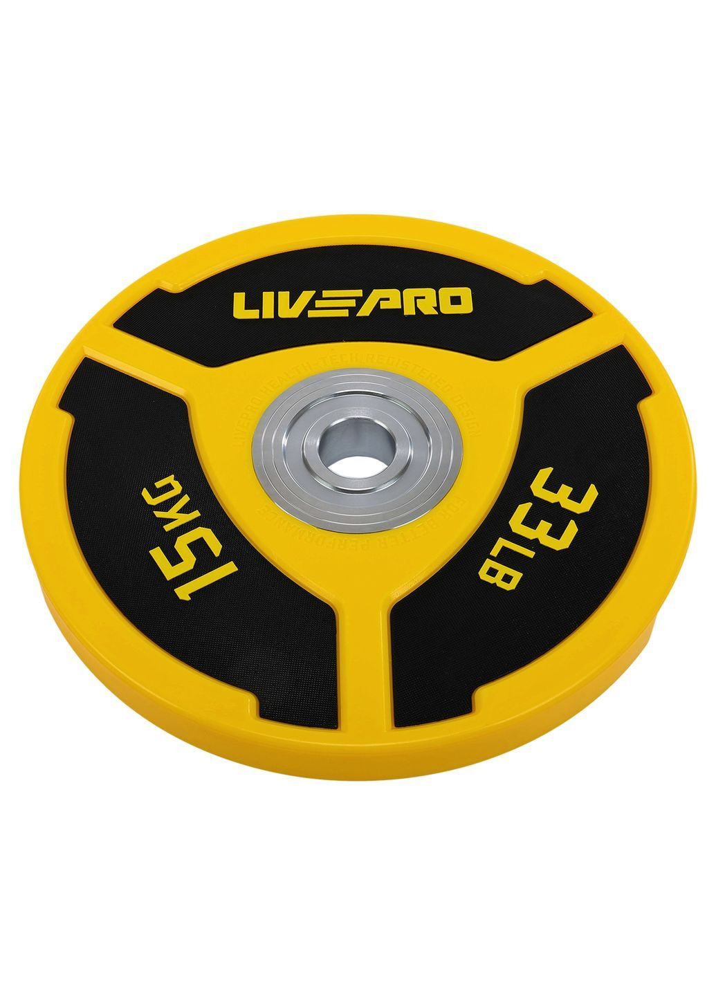Бамперні диски Bumper Plates LP8027-15 50.5 мм 15 кг Жовто-чорний LivePro (362587753)