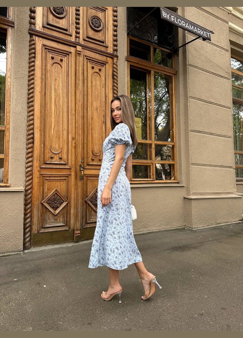 Блакитна повсякденний сукня жіноча Україна з квітковим принтом