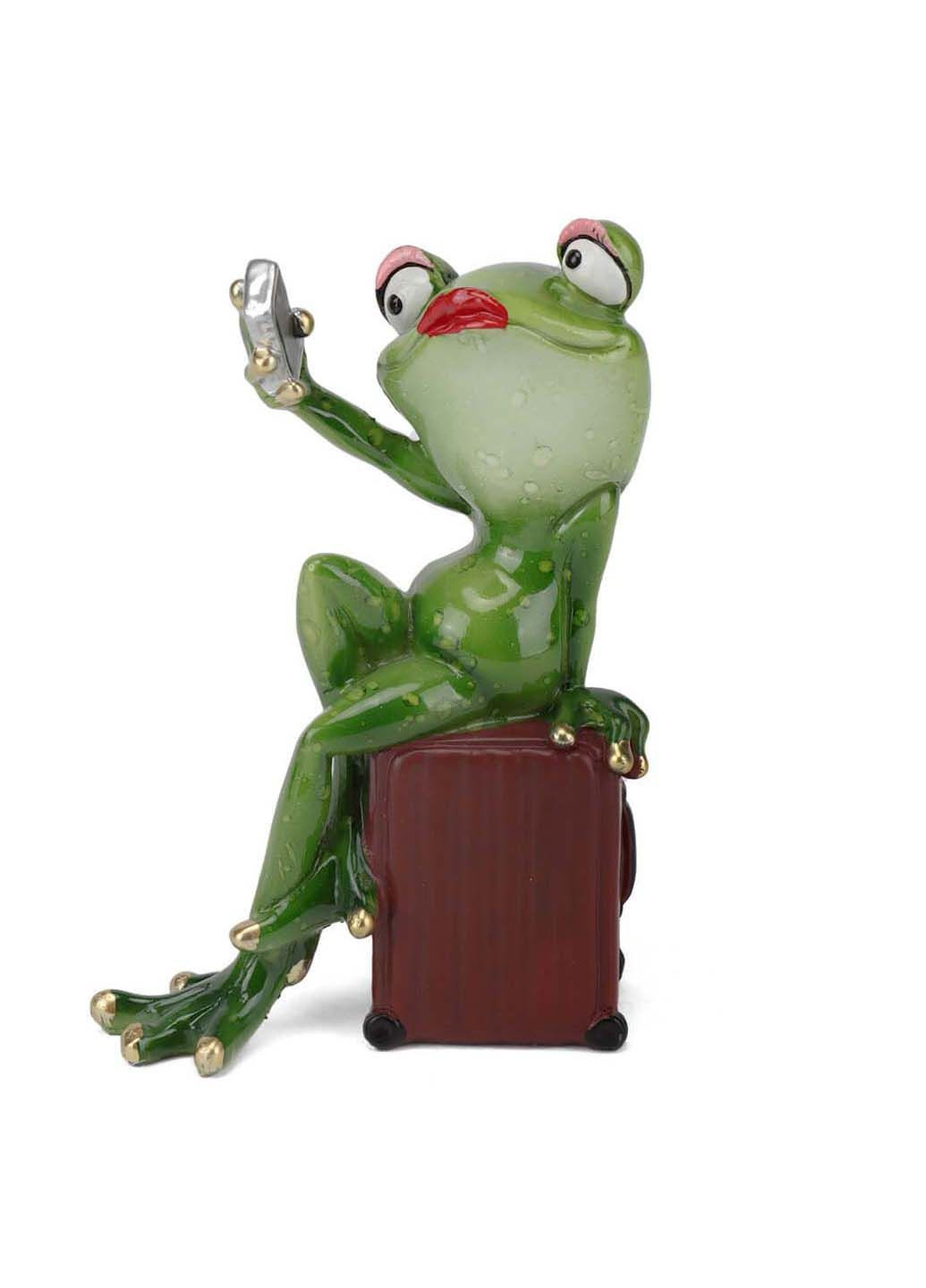 Декоративна фігурка Жабка з телефоном на валізі 16х10х5 см Lefard (278082316)
