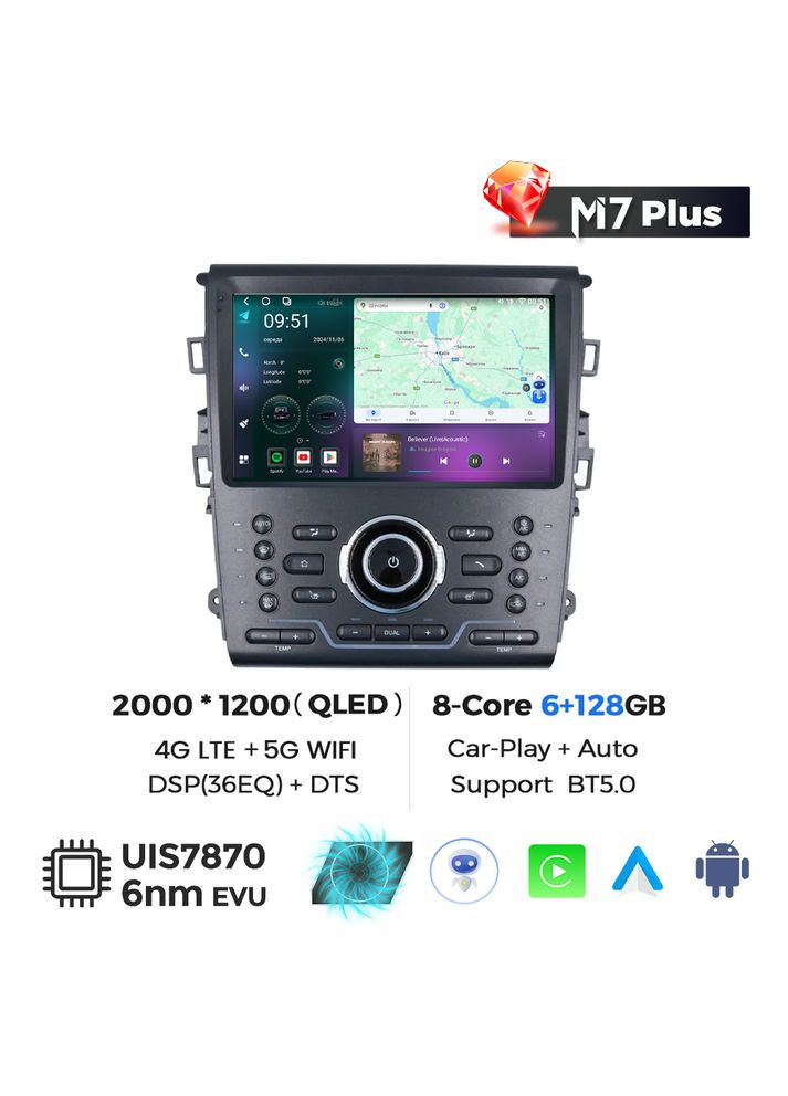 Штатна магнітола M7 Plus Ford 5 Fusion 2014-2019 Android CarPlay QleD Mekede Mondeo (351868862)