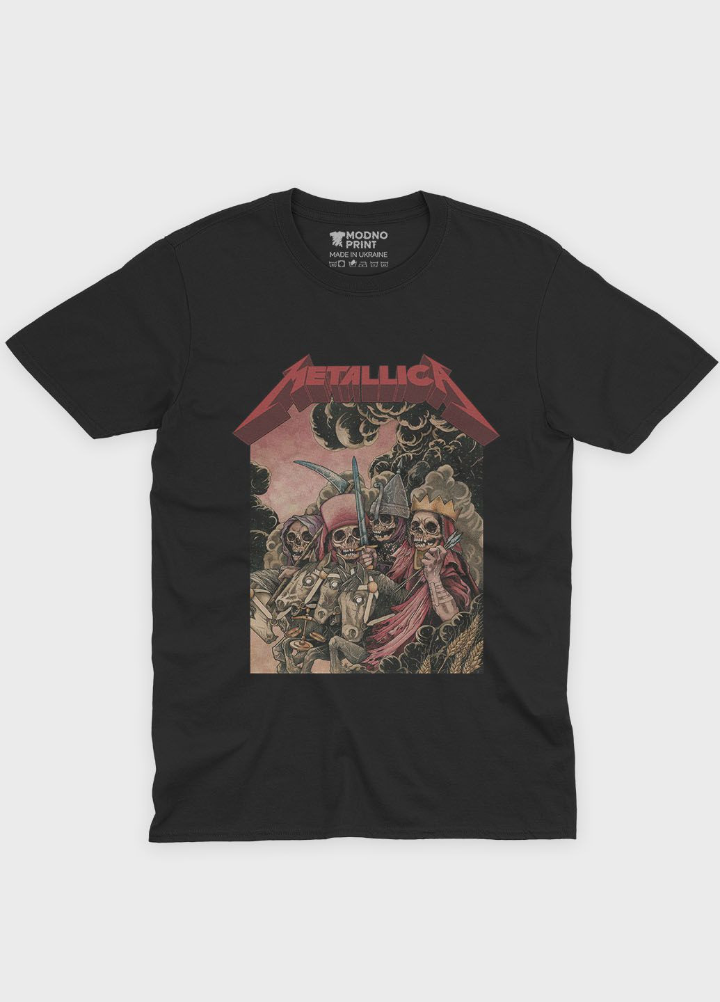 Чорна чоловіча футболка з рок принтом "metallica" (ts001-3-bl-004-2-208) Modno
