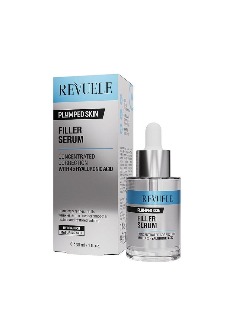 Сыворотка-филлер для лица Plumped Skin Filler с гиалуроновой кислотой, 30 мл REVUELE (336167444)