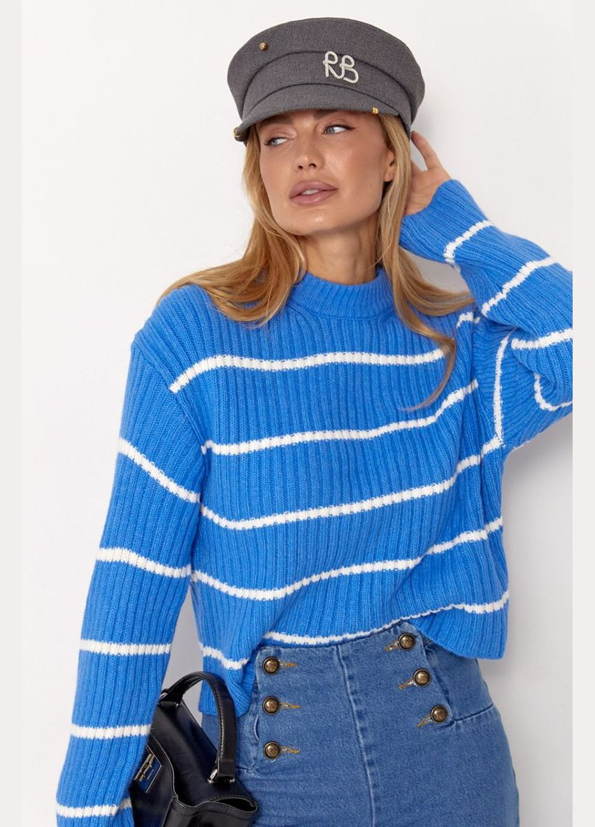 Жіночий в'язаний светр в смужку 74001 Lurex (315810431)