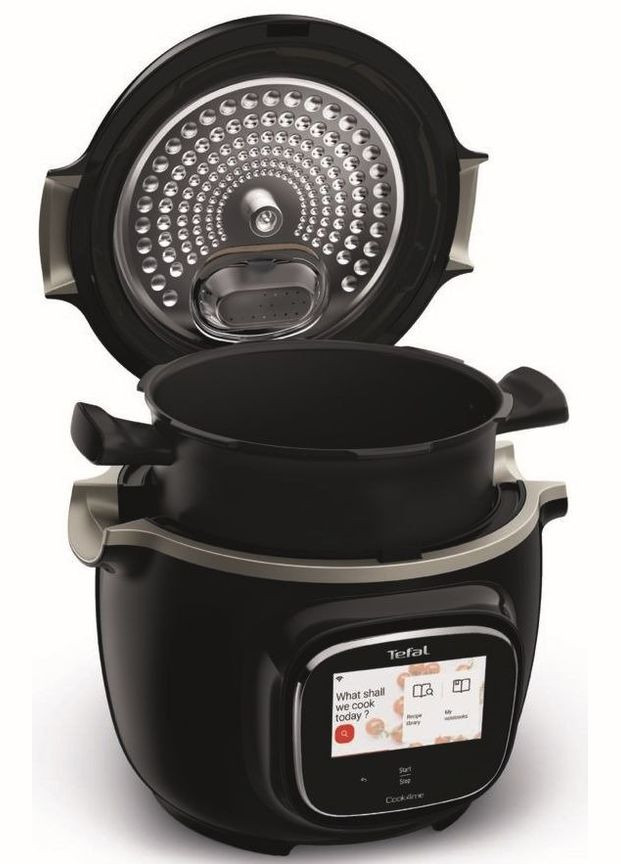 Мультиварка скороварка Cook4me Touch, 1600Вт, чаша6л, сенсорное управление, 13 программ, управл. смартф., металл, пластик, черный Tefal (314928318)