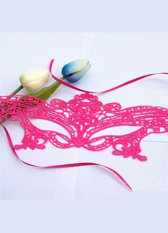 Венеціанська маска на очі мереживна рожева No Brand (316636041)