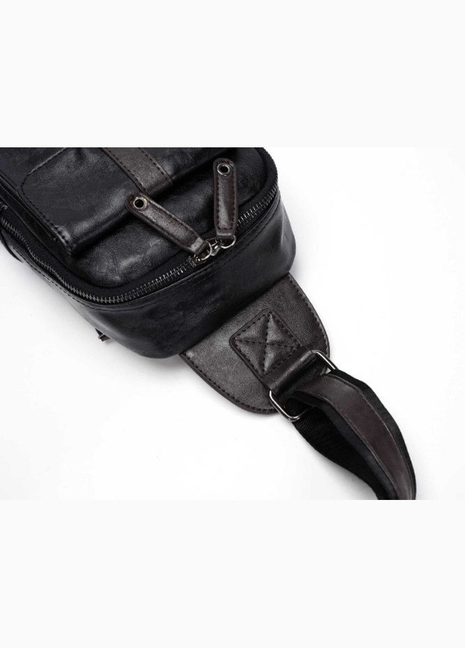 Велика чоловіча бананка сумка на груди екошкіра чорна, сумка-бананка на плече Eton (334729465)