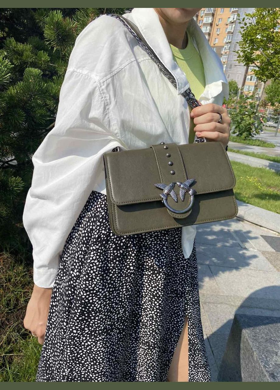 Женская мини сумочка клатч с птичками Зеленый No Brand (298996948)