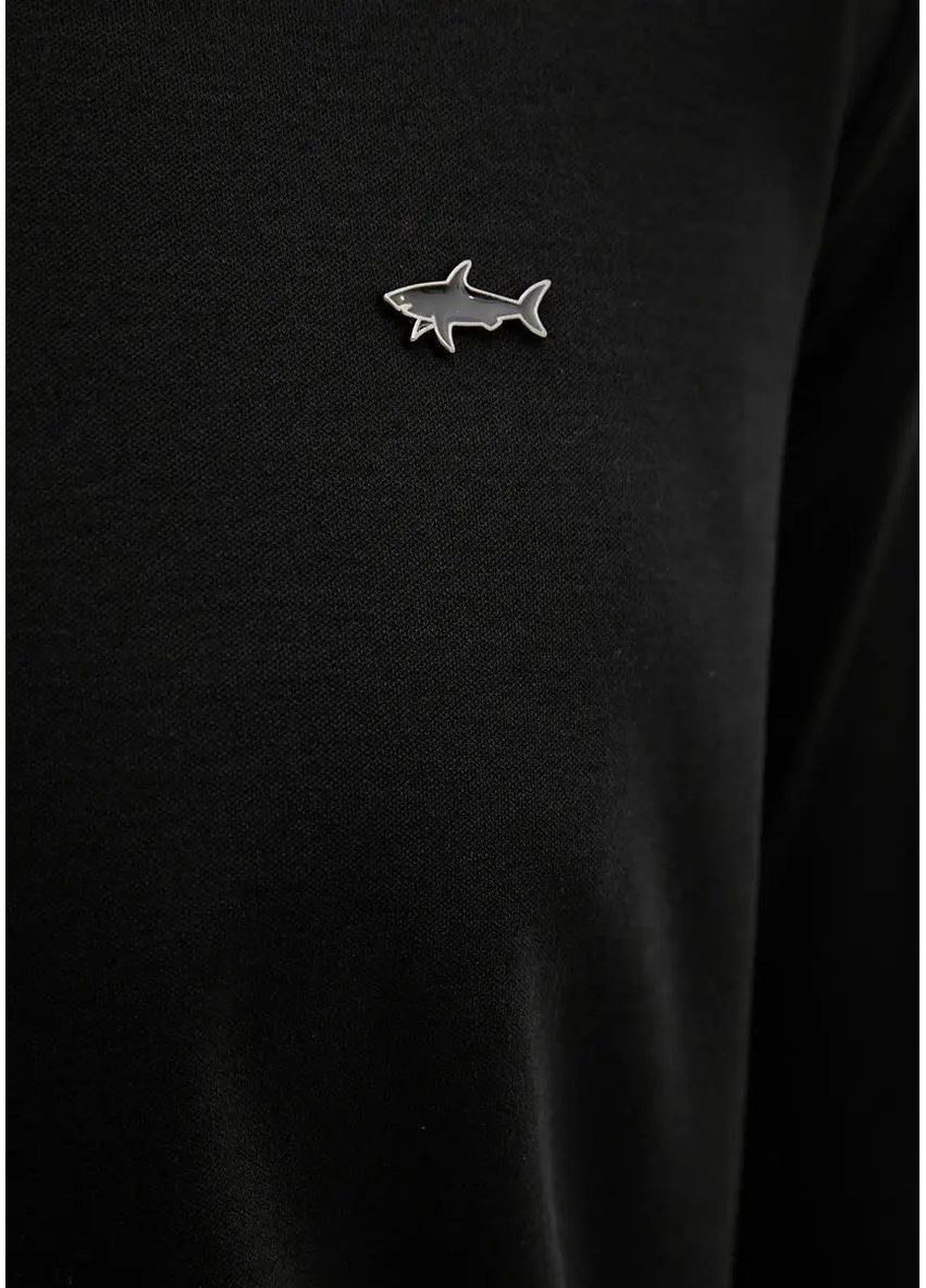 Черная футболка-поло мужское с длинным рукавом для мужчин Paul & Shark