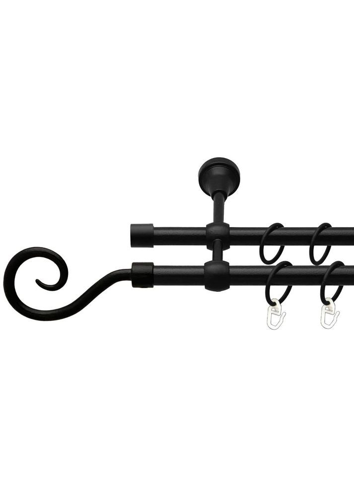 Карниз Гак металевий дворядний литий гладка труба Чорний Оксамит 16\16 мм 200 см (00-00013856) ORVIT (300281276)