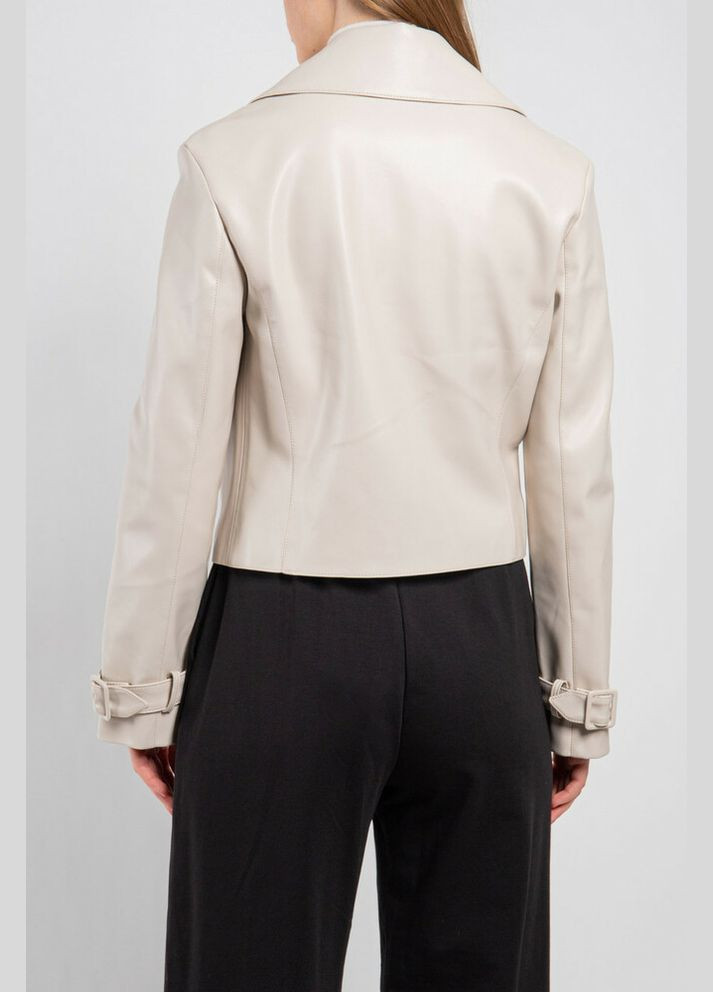 Бежевая демисезонная куртка-косуха женская из экокожи короткая бежевая mktrg0543-4 Modna KAZKA