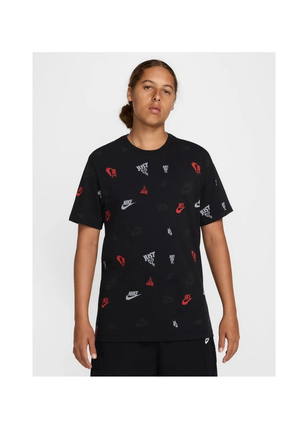 Черная футболка мужская m nsw tee 12mo aop sp25 black Nike