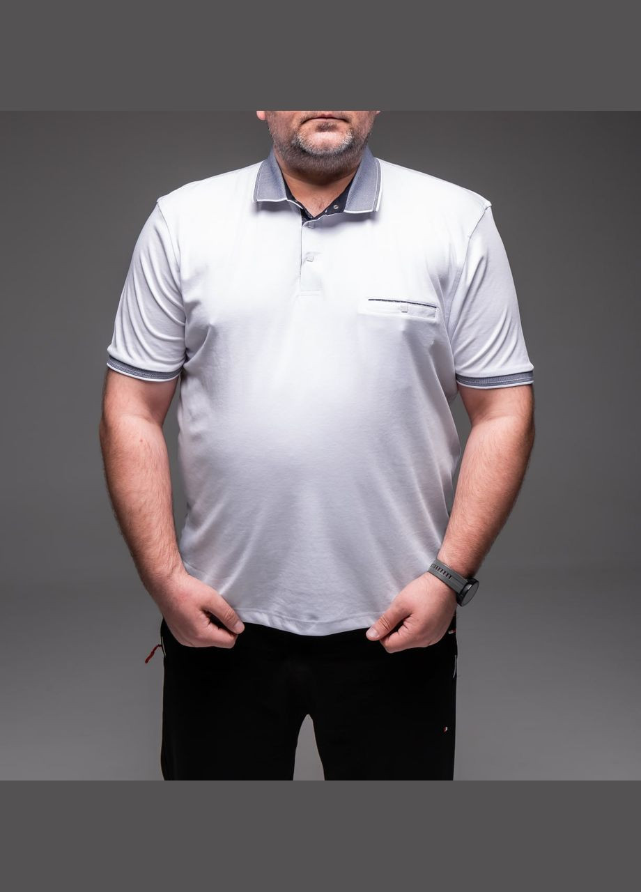 Белая базовая футболка поло в большом размере с коротким рукавом Vakko