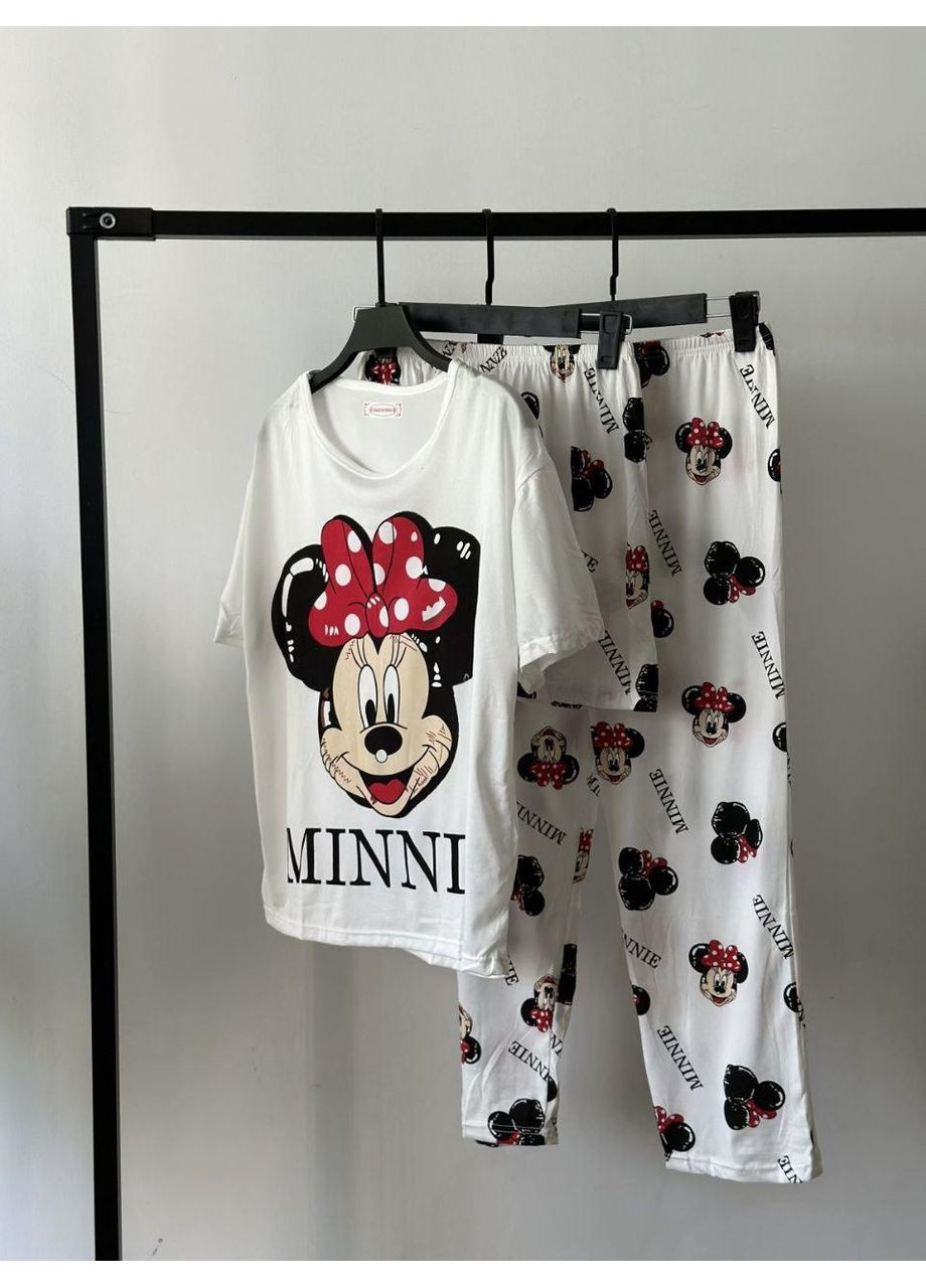 Белая всесезон стильная пижама 3в1. пижама с шортами и штанишками из бамбука. бамбуковая пижама с мишками No Brand