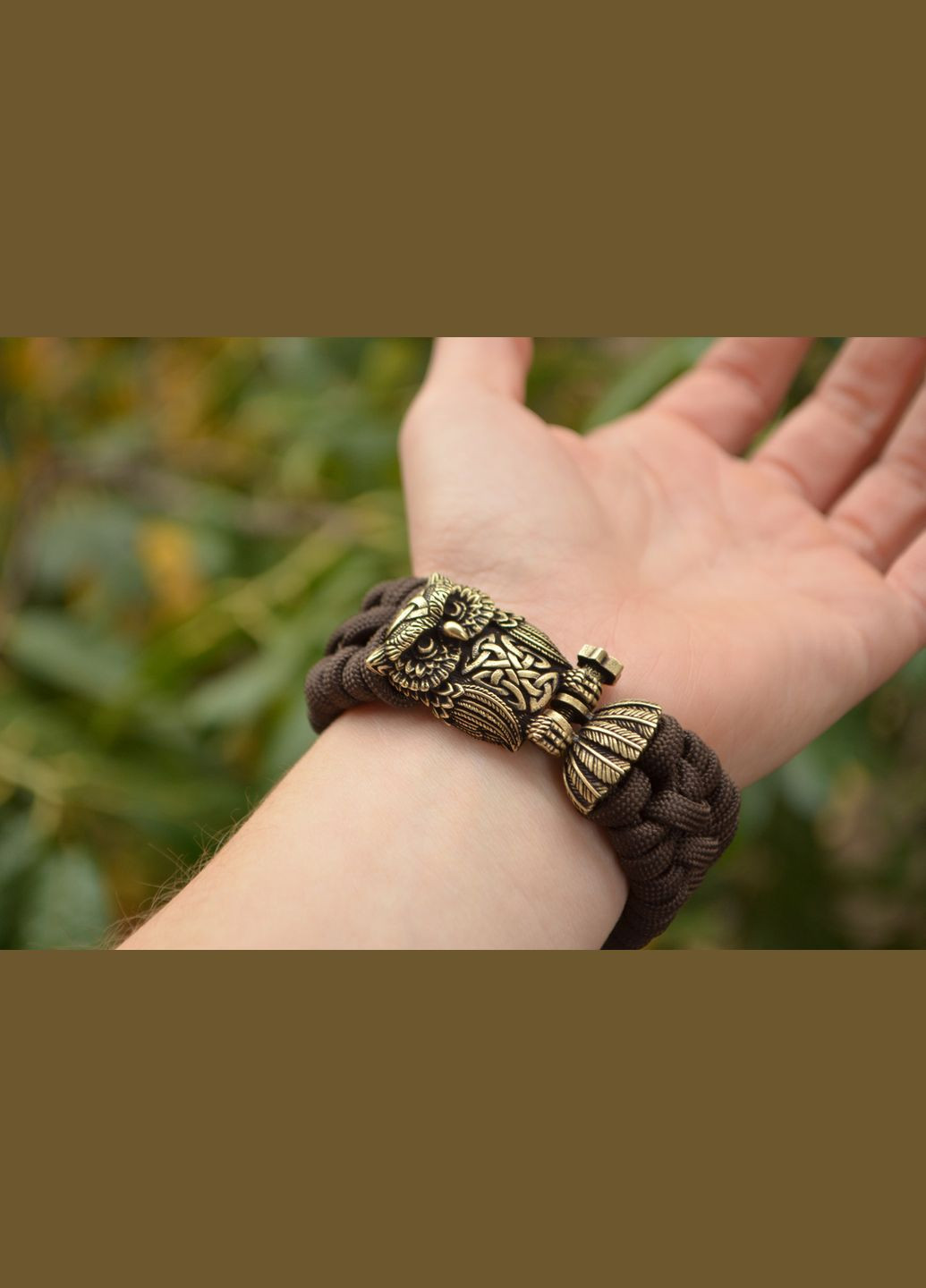 Браслет із Совою і Михайлом Архангелом із латуні та паракорду під замовлення плетіння колір розмір + брелок у подарунок No Brand (341738771)