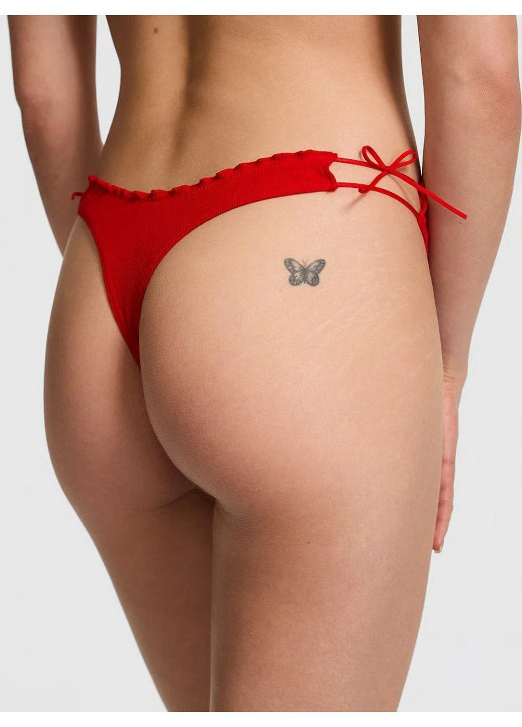 Трусики-стринги женские хлопковые PINK Victorias Secret Cotton Side-Tie Panty красные Victoria's Secret (377491275)