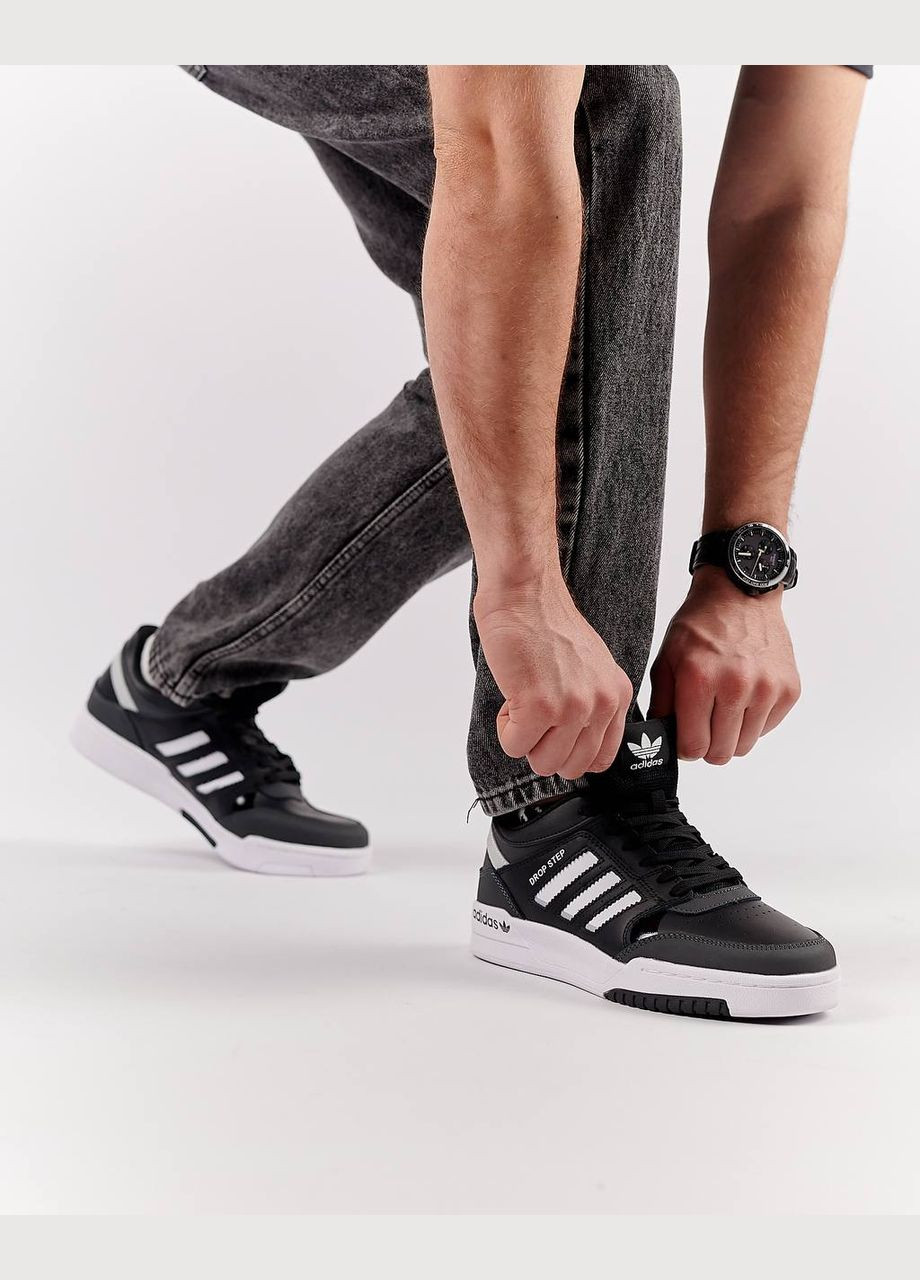 Черные демисезонные кроссовки мужские, вьетнам adidas Originals Drop Step Black Gray White