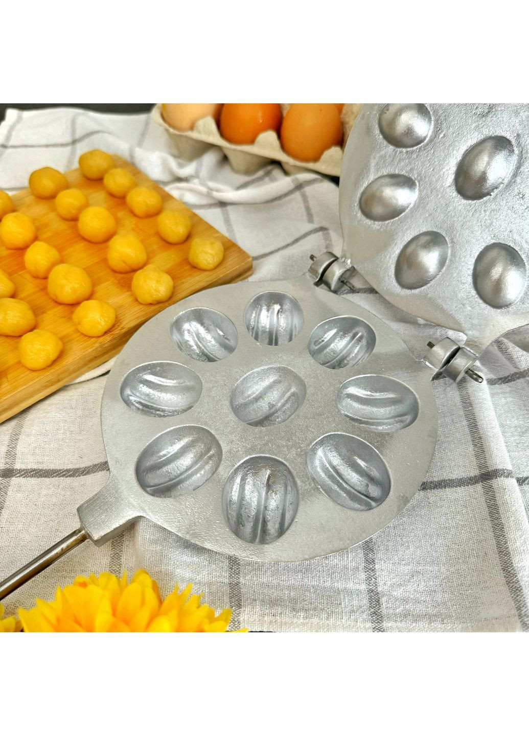 Форма для выпечки крупных орешков с начинкой на плите орешница на 9 половинок крупных орешков Ласунка (301876153)