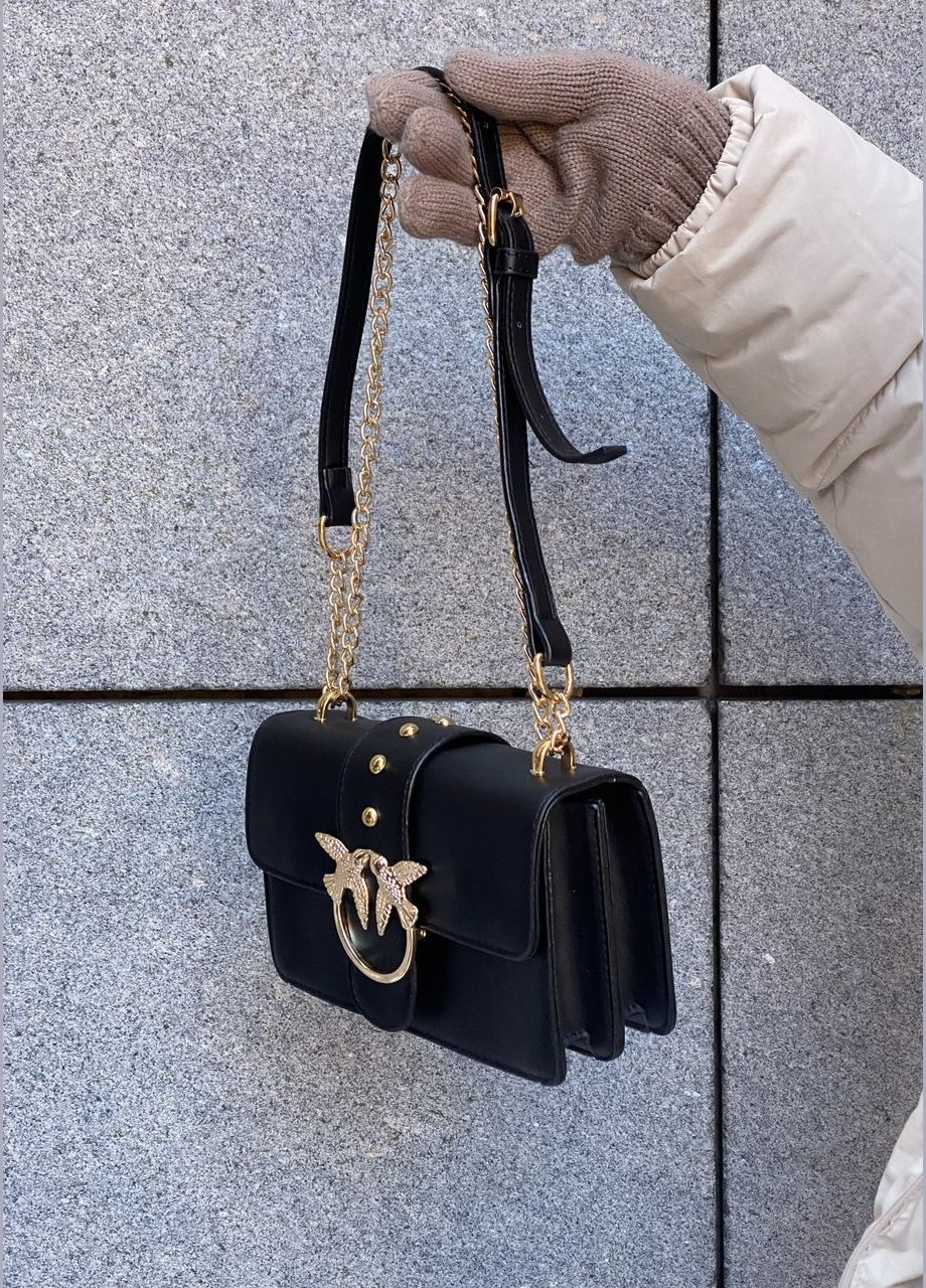 Женская сумка кросс-боди через плечо с птичками черная No Brand (284238110)