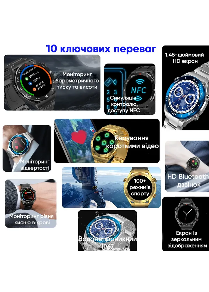 Умні годинники сталь 50 м золотисті ProDobro (367265743)