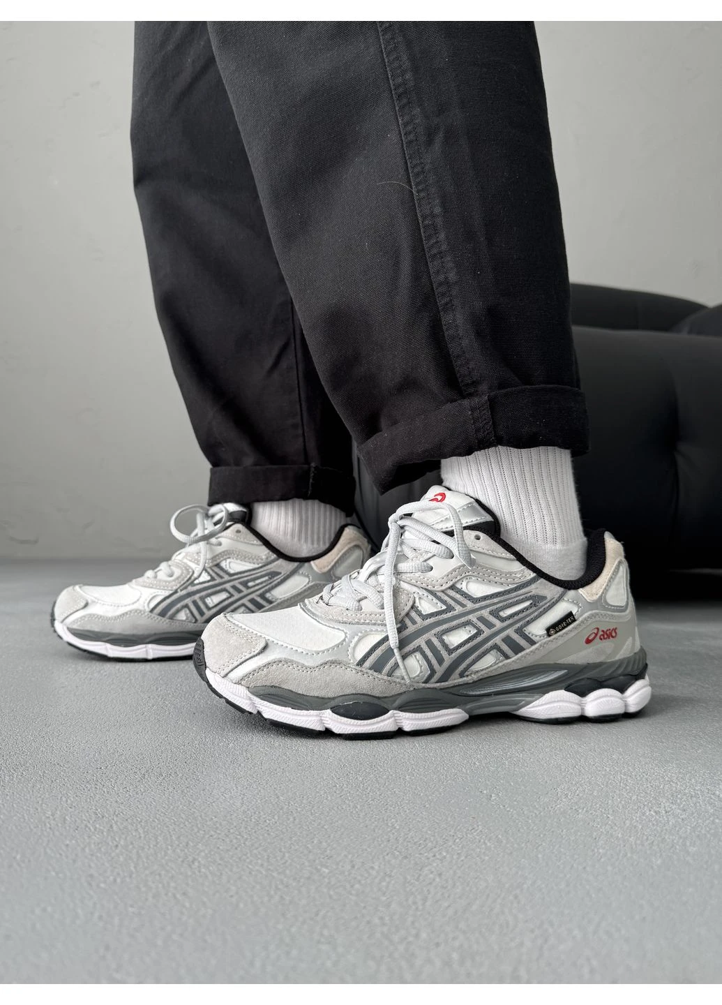Сірі літні кросівки asics gel-nyc grey gore-tex асікс гель нюк сірі No Brand