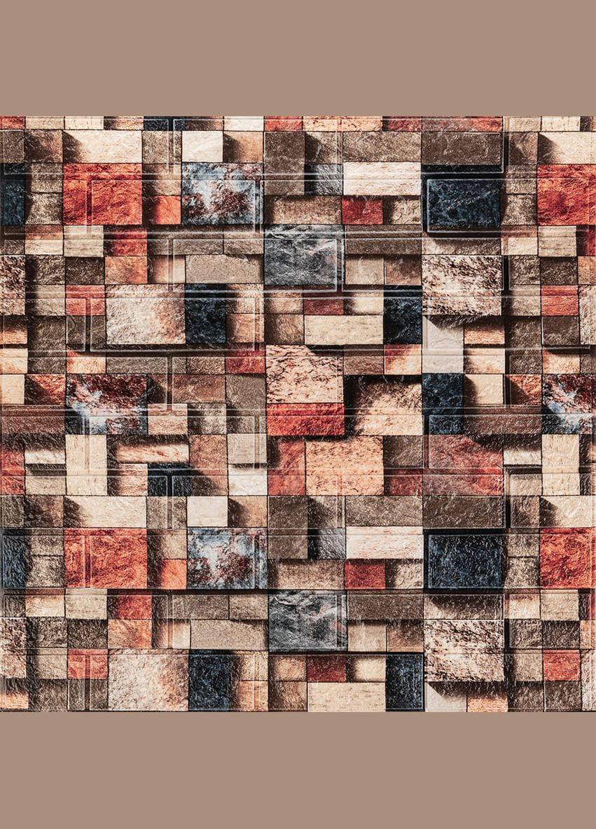 Декоративна 3D панель самоклейка під цеглу Кольорова мозаїка 700х770х4мм (350) SW-00000532 Sticker Wall (316101011)