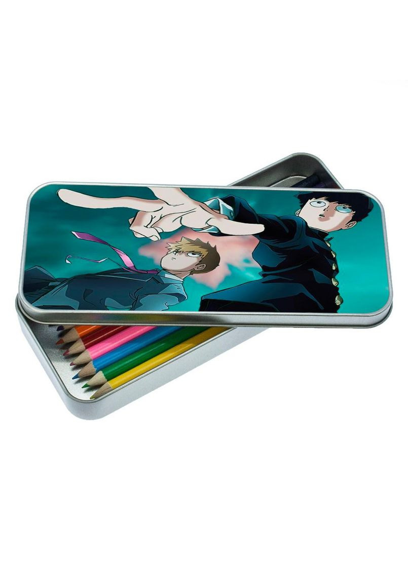 Пенал школьный для мальчика и девочки металлический Моб Психо #012 7*18 см Silver No Brand (309159311)