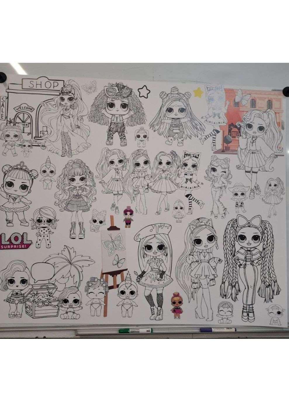 Велика розмальовка "Ляльки Лол" 100х120 см No Brand (369489884)