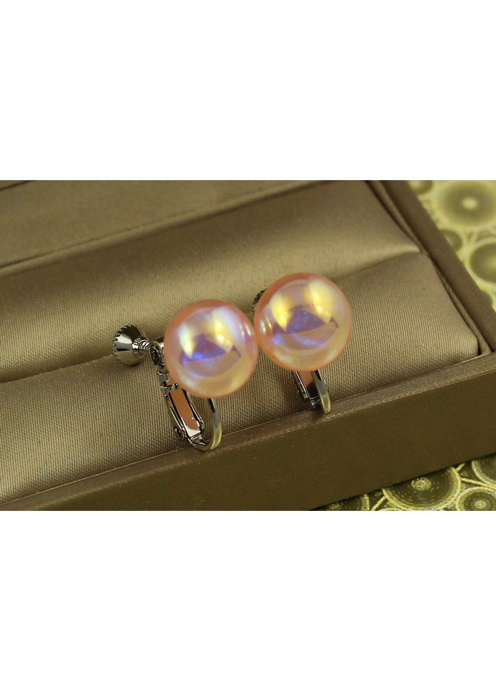 Сережки кліпси кульки рожевий перламутр 1,6 см сріблясті love-shopping Xuping Jewelry (354658650)