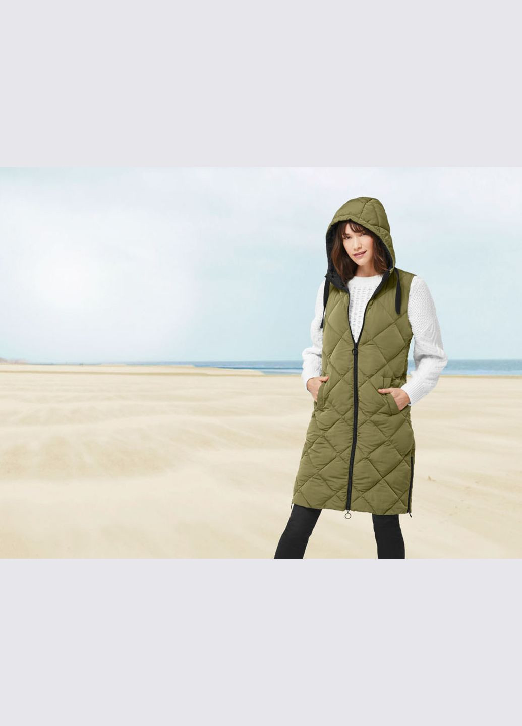 Теплий жилет подовжений для жінки BIONIC-FINISH® ECO 378057 хакі Esmara (307251465)