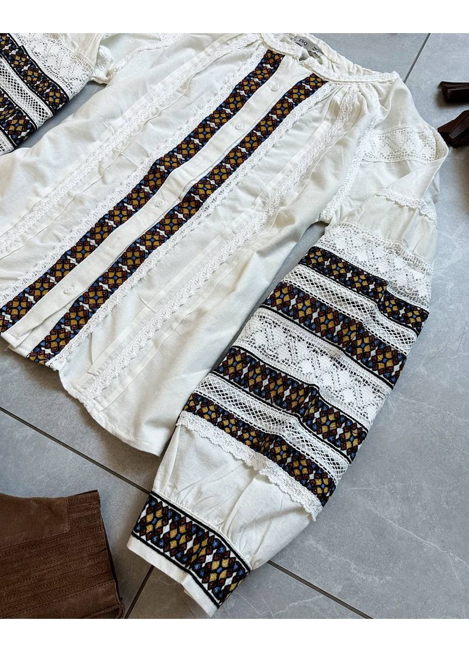 Біла вишиванка жіноча Style Point візерунок українська символіка пряма бавовна, поліестер (363173404)