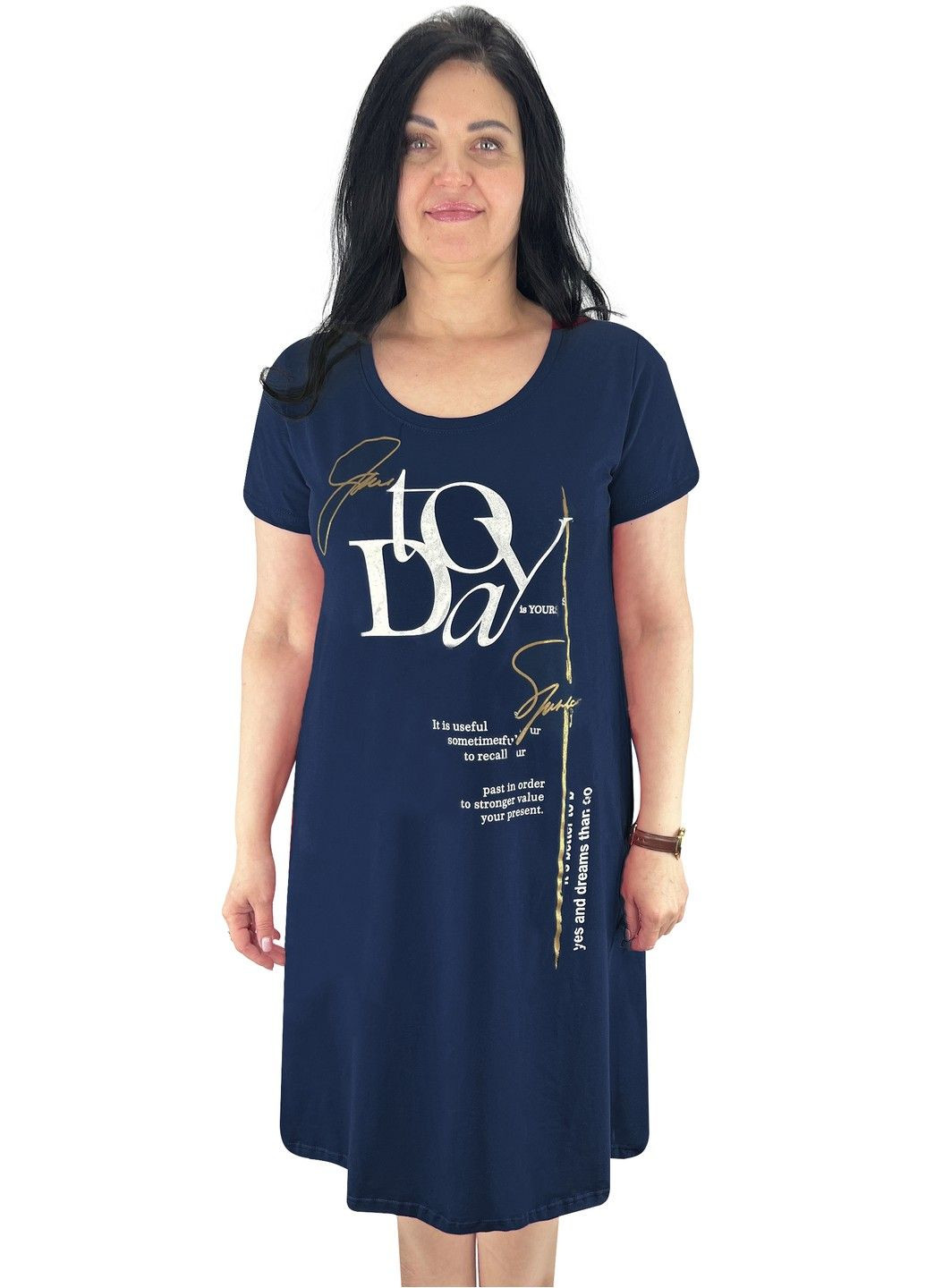 Черное повседневный, домашнее платье женское с накатом фуликра Жемчужина стилей с надписью