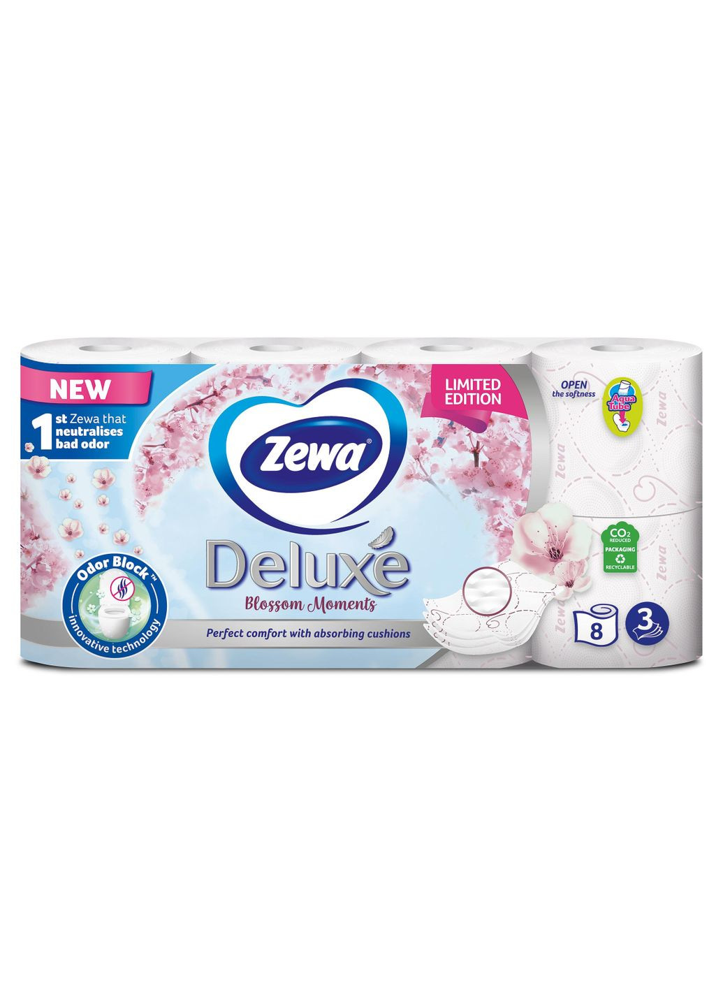 Туалетная бумага Deluxe лимитированная коллекция, трехслойная, 8 рулонов Zewa (328230434)