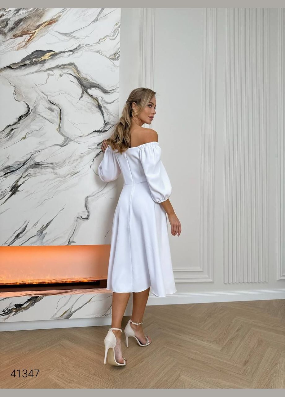 Білий повсякденний сукня довжини міді Liton однотонна