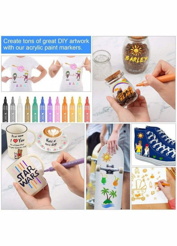 Набір акрилових маркери для малювання на різних поверхнях 12 кольорів 2мм, Художній набір STA (316685399)