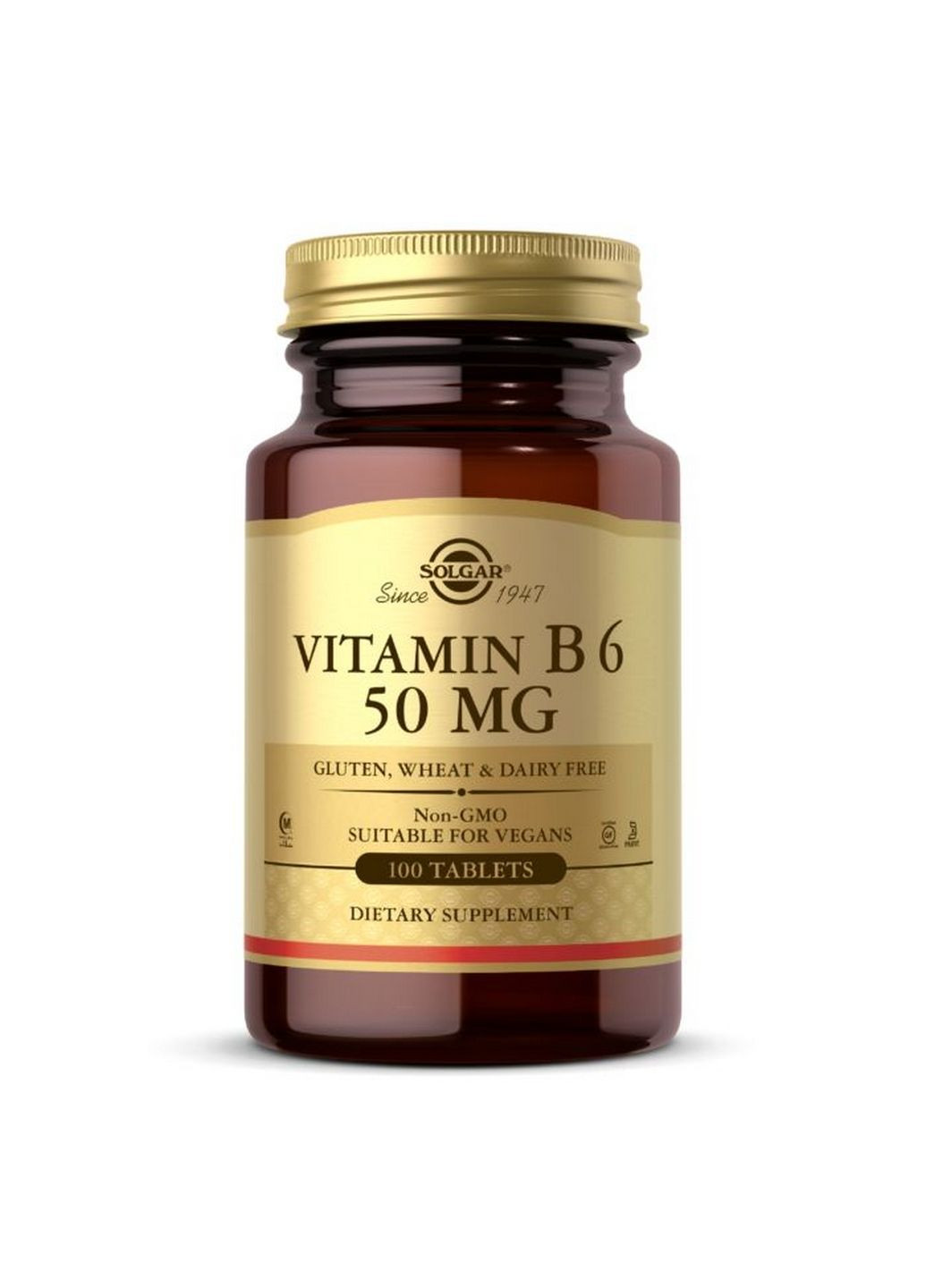 Витамины и минералы Vitamin B6 50 mg, 100 таблеток Solgar (293417746)