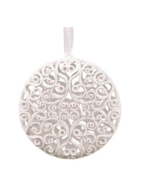 Новорічна підвіска Ажур білий 11325 Flora (360639926)