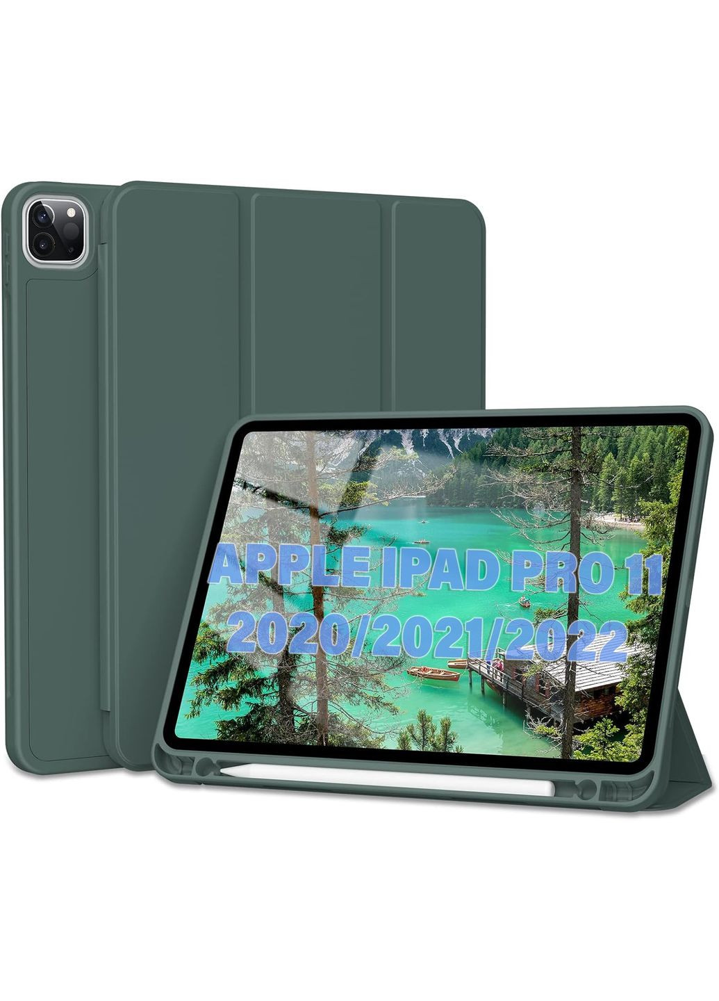 Чехол-книга Tri Fold Soft TPU с креплением Apple Pencil для Apple iPad Pro 11 2020/2021/2022 Dark Green (711110) BeCover (368679916)
