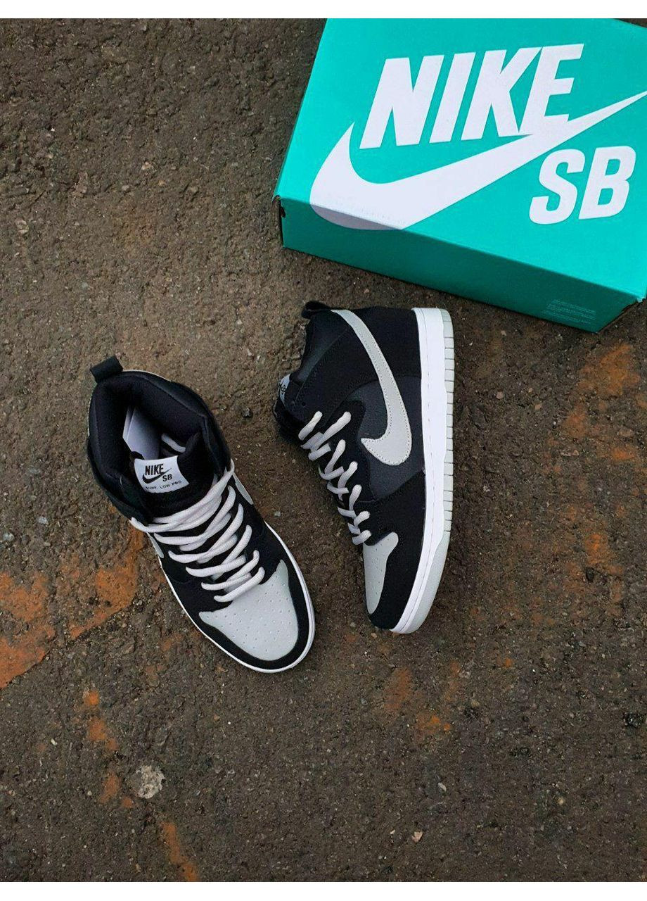 Серые демисезонные кроссовки мужские nike sb dunk high black grey найк сб данк No Brand