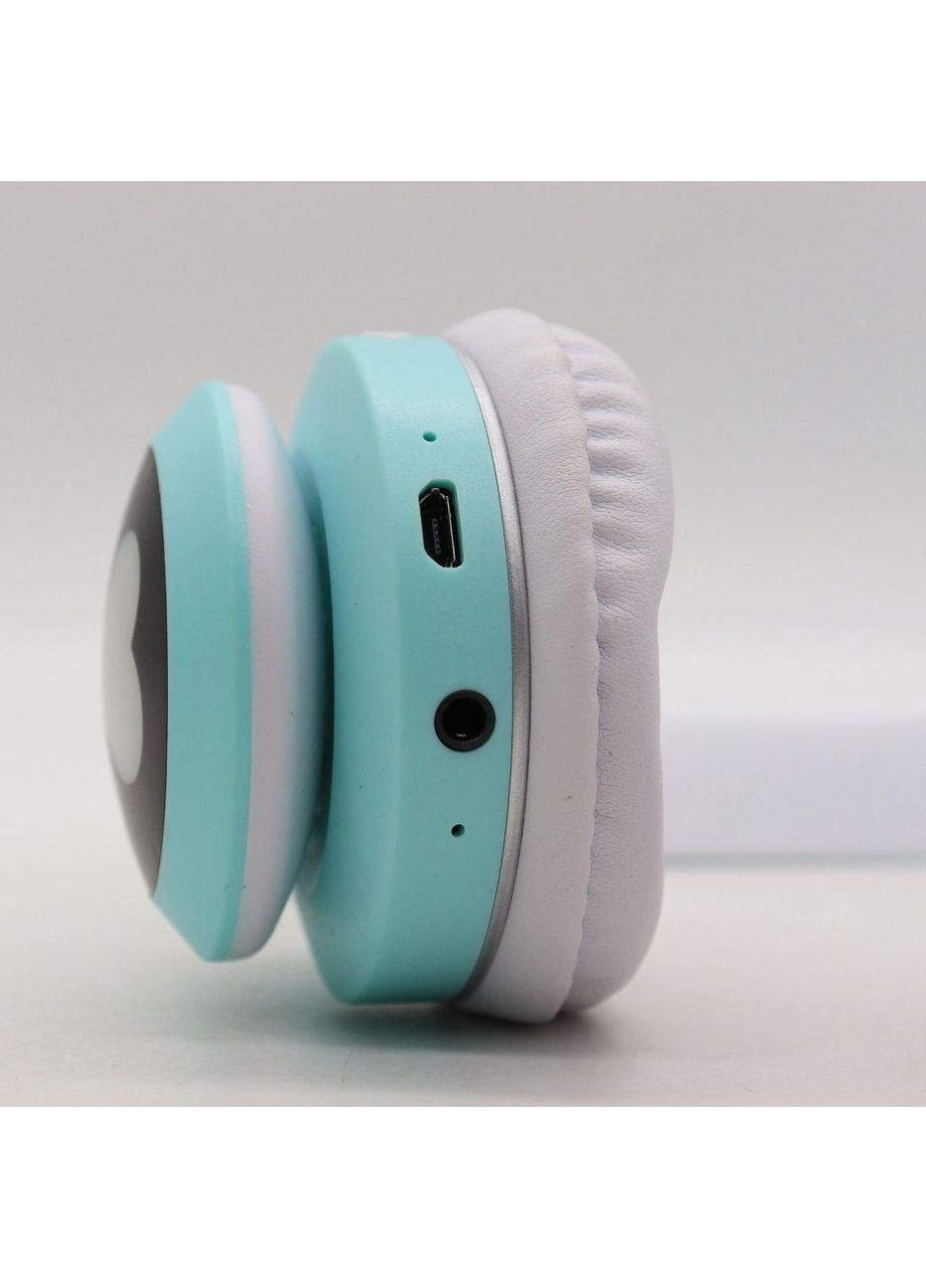 Бездротові навушники Bluetooth з вушками VZV-23M на 400 mah, Блакитні / Дитячі накладні навушники з підсвічуванням No Brand (372714079)