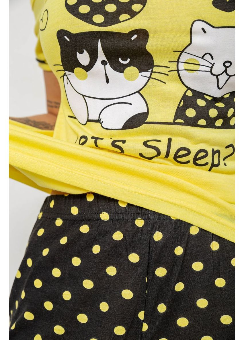 Жовта піжама жіноча з принтом, 243r2038-a Justin