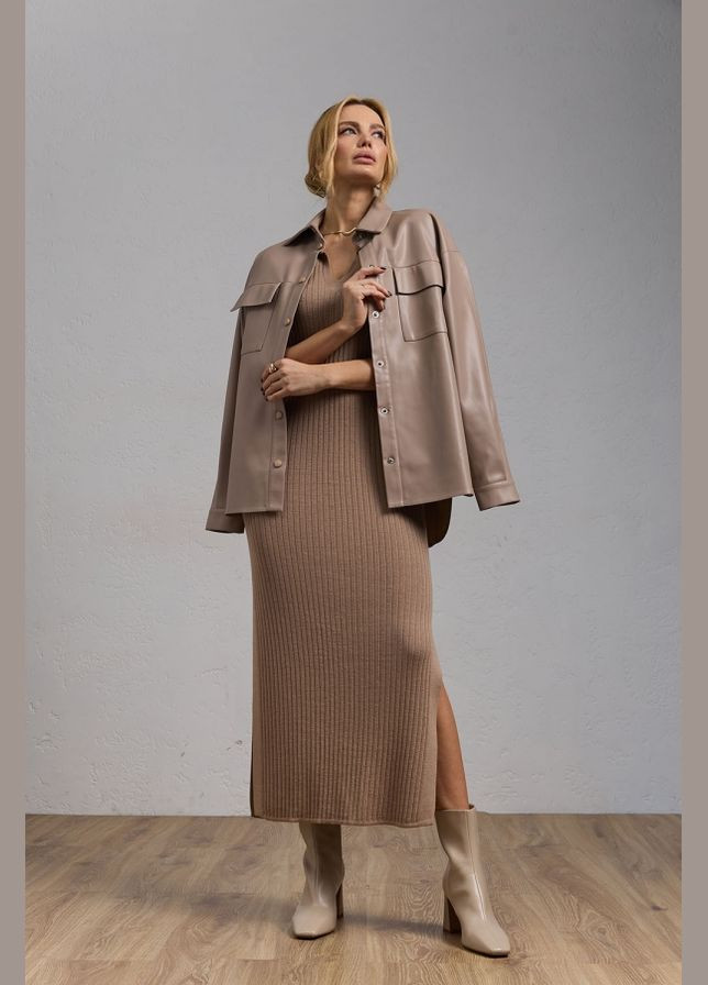 Темно-бежевая повседневный рубашка Triko Bakh