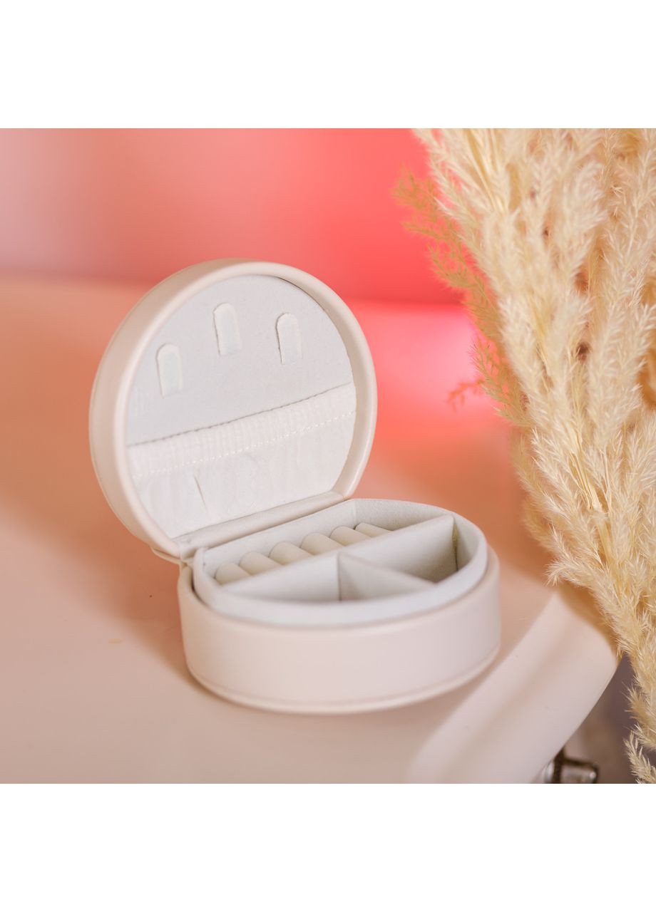 Скринька для прикрас з екошкіри бежевий органайзер для біжутерії з велюровим покриттям для зберігання ProDobro (364192030)