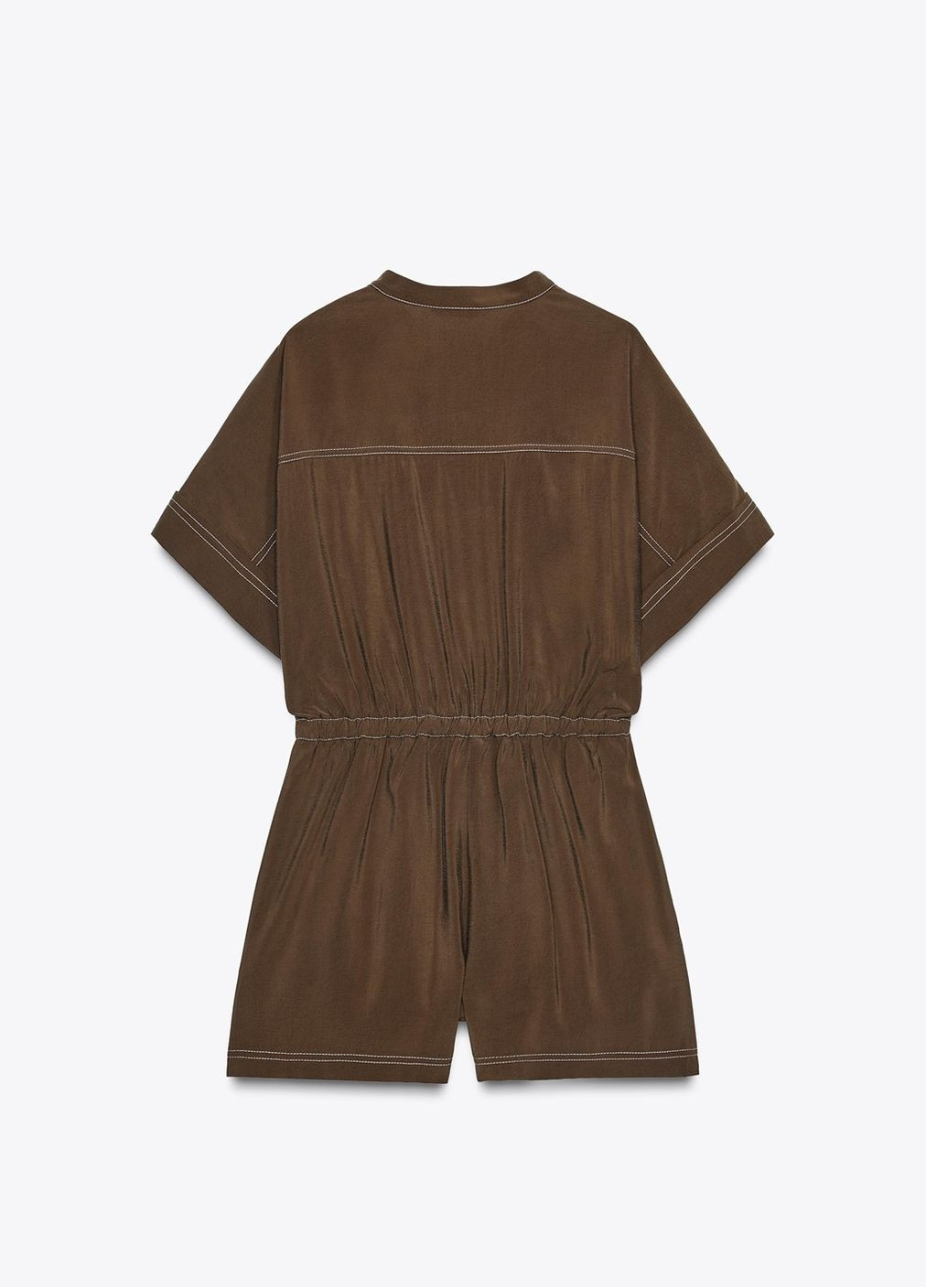 Комбинезон Zara однотонный коричневый повседневный