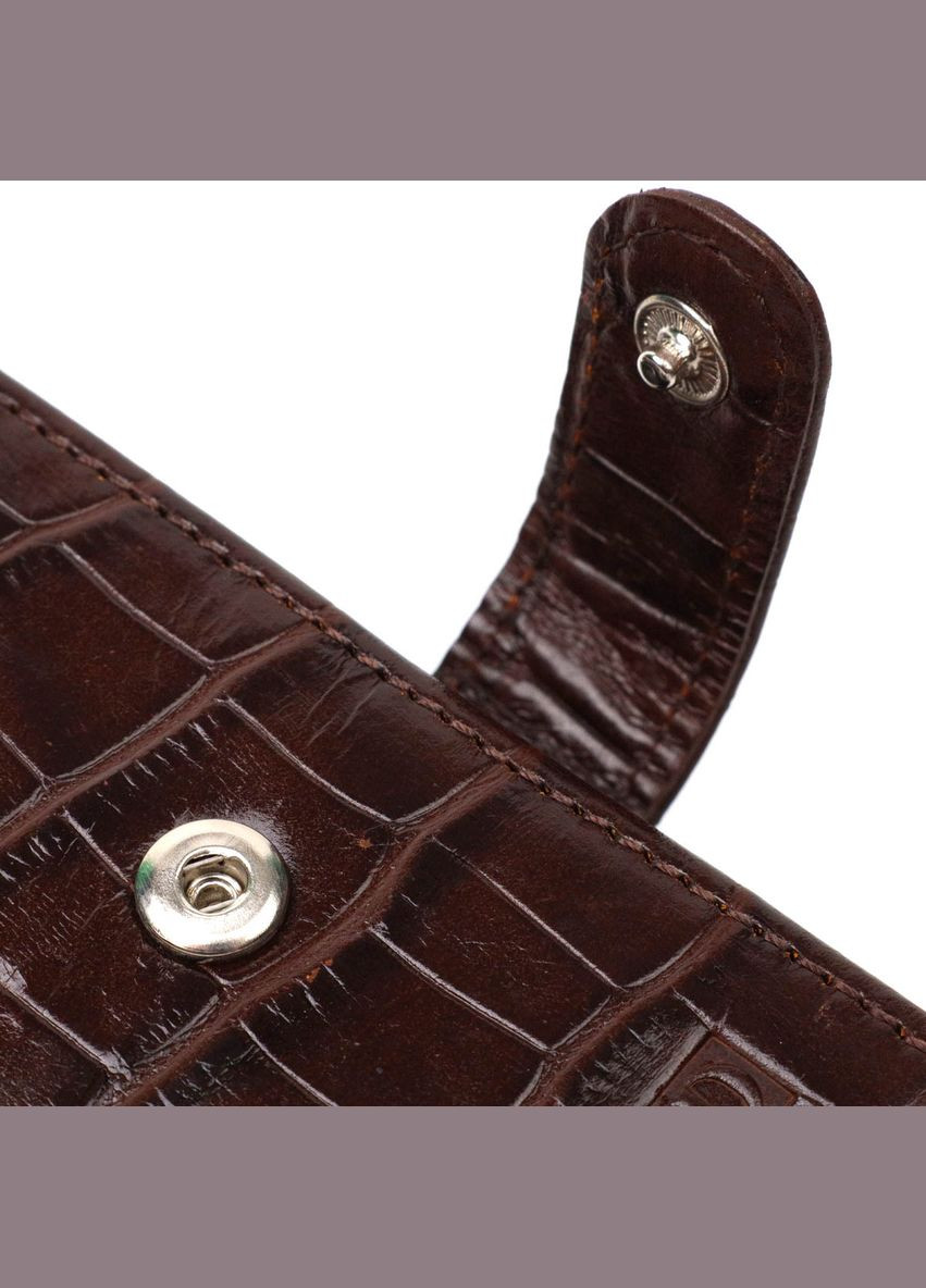 Мужской кожаный кошелек с тиснением под крокодила и монетницей коричневый (sku_22043) No Brand (327820077)