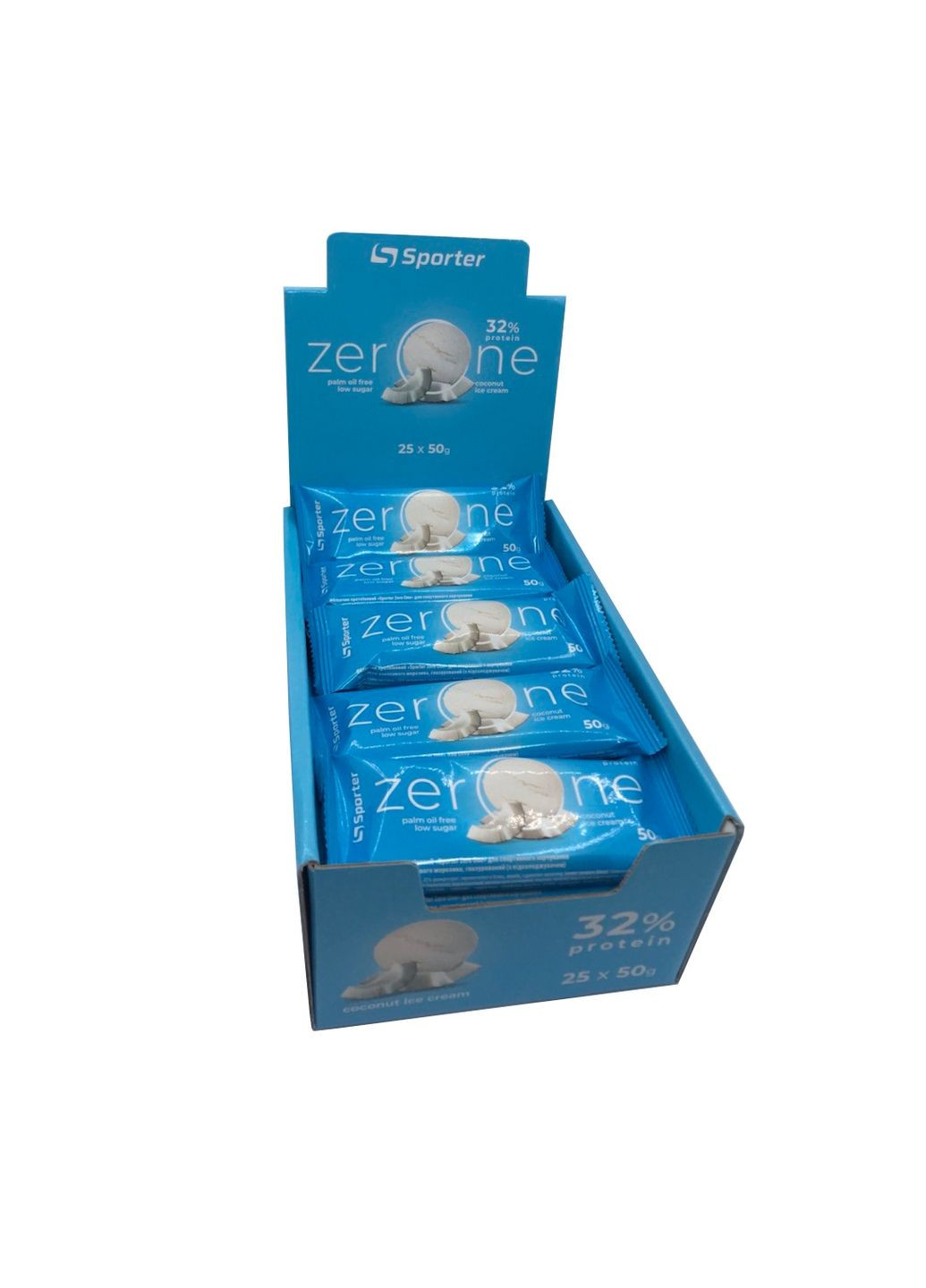 Батончик Zero One, 25*50 грамм Кокосовое мороженое Sporter (293340439)